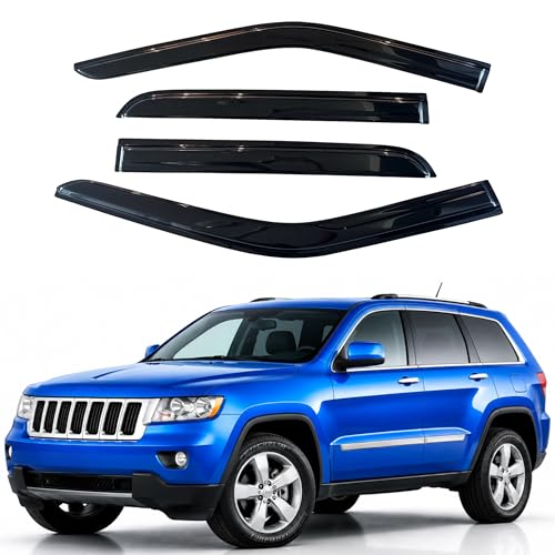 Image of IG Window Visors Fit for 2011-2021 Jeep Grand Cherokee, Out-Channel Rain Guards Vent Wind Deflectors 4PC, Car Accessories for 11-21 Grand Cherokee (Excludes L Model)