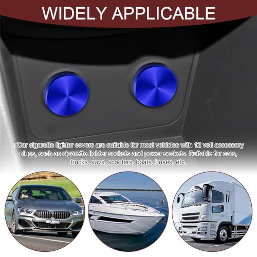 Image of Car Cigarette Lighter Plug Cover, Cigarette Lighter Covers, Aluminum Plugs Cover Car Decoration, Waterproof Dustproof Cigarette Lighter Socket Cap for SUV Truck with 12V Power Source (Blue)