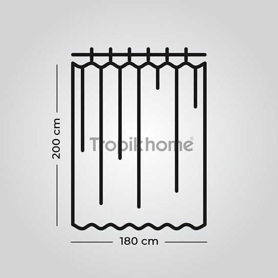 Tropik Home Ağaç Desen Banyo Duş Perdesi-beyaz Renk Duş Perdesi Ve Küvet Perdesi, 180x200 cm Lüx Banyo Perdesi
