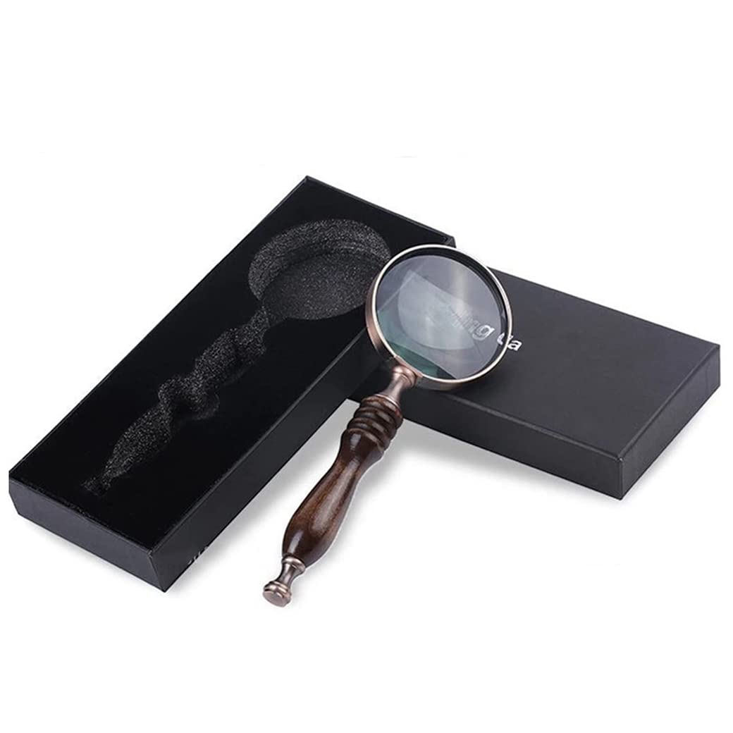 10-fache Handlupe mit Geschenkbox, antike, abnehmbare Holzgrifflupe, Leselupe zum Lesen von Büchern, Inspektionen, Münzen, Insekten, Steinen, Karten, braune Vergrößerung (B Beauty Comes
