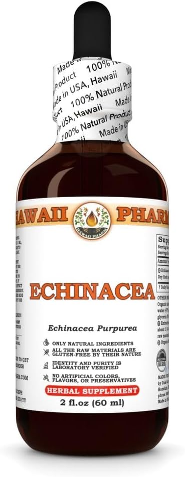 Hawaii Pharm Echinacea (Echinacea angustifolia) Root Liquid Extract, 2 fl oz, 2-Pack