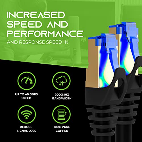 Gearit Cat8 Outdoor Ethernet Cable (25 Feet) Waterproof, Direct Burial, In-Ground, Lldpe Uv Jacket, Pure Copper, 26Awg, 40Gbps 2000Mhz Sftp Patch Cord, Poe, Network, Internet, Cat 8 Cable - 25Ft #TOP5