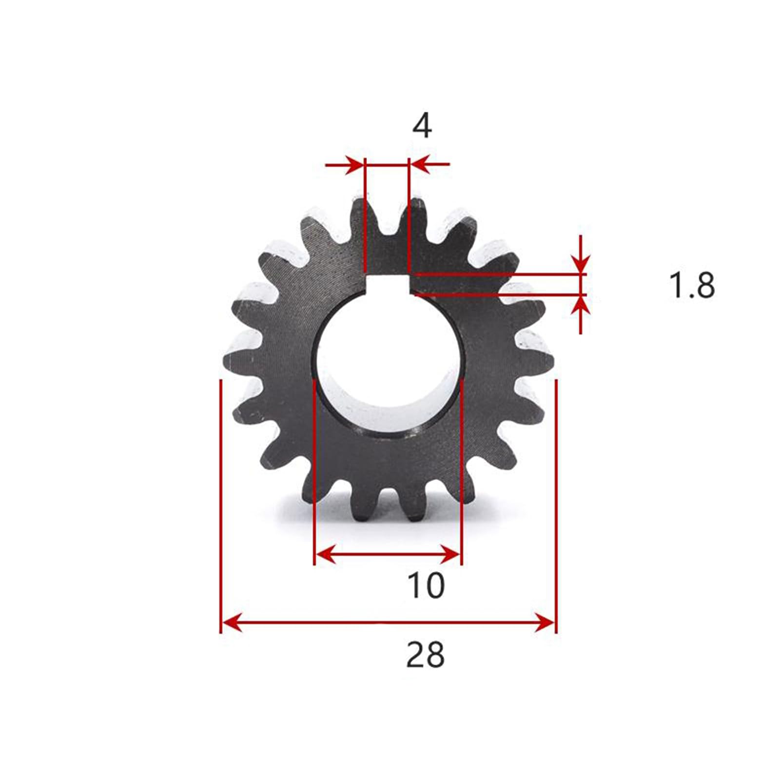 Ingranaggio Cilindrico Piatto 1 Pezzo – Acciaio Al Carbonio, Modulo 2, Foro 12 Mm Con Cava Linguetta 4 Mm (12-26 Denti)