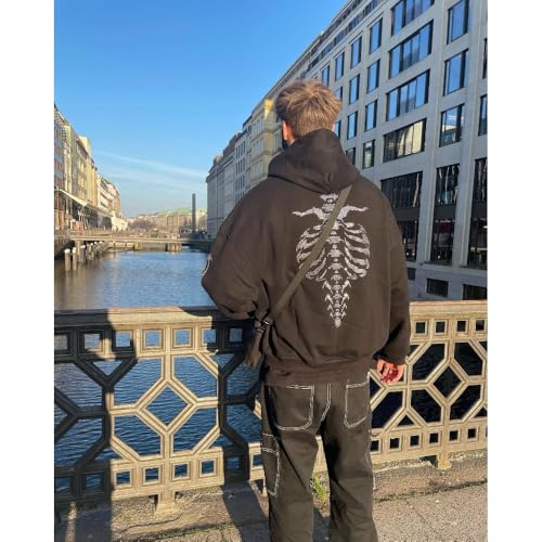 Y2K retro oversized letter rhinestones in autumn and winter, men's street fashion loose hoodies.3