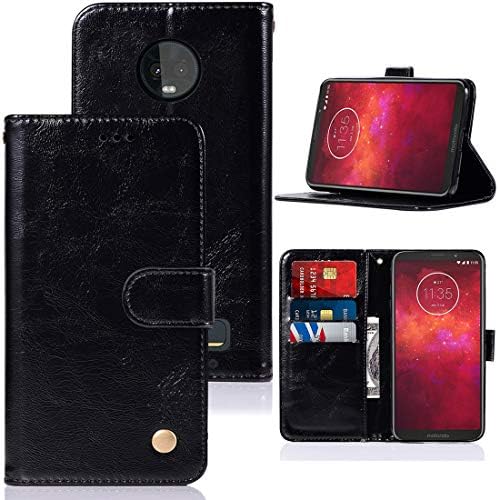 Moto Z3 Case, Moto Z3 Play Case for Girls, Zoeirc PU Leather Wallet Flip Folio Protective Phone Case Cover with Card Slots and Stand for Motorola Moto Z3/Z3 Play (Black)