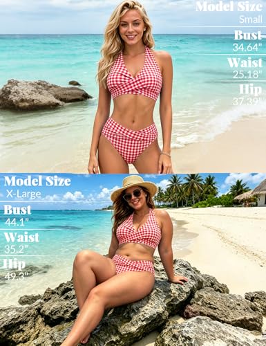 Image of Sopliagon Women's Bikini Sets Twist Front Two Piece Swimsuit Halter Bathing Suit