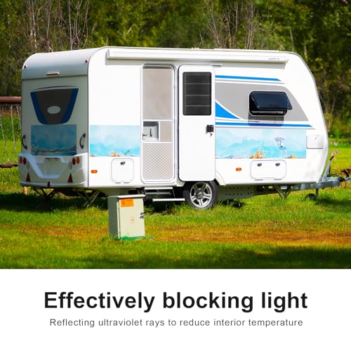 Image of RV Door Window Shade Cover - Magnetic RV Blackout Window Cover with UV Protection and Privacy Features (25 * 16 in) Foldable Magnet Design, Waterproof Fabric (Black, 2 Pack (25 inchL x 16 inchW))