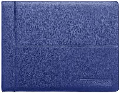 Leather 7 Ring Business Checkbook Binder 2 Inch Wide - 3 on a Page - 600 Checks Capacity Portfolio for Record Keeping by David Nathan (Blue)