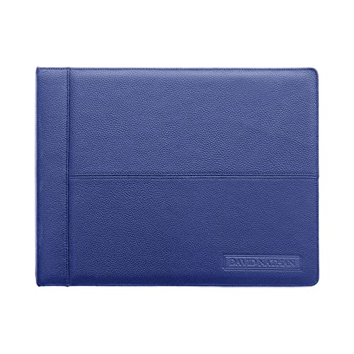 Leather 7 Ring Business Checkbook Binder 2 Inch Wide - 3 on a Page - 600 Checks Capacity Portfolio for Record Keeping by David Nathan (Blue)