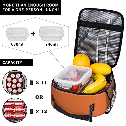 Biondbong Orange Lunch Box For Women Men Insulated Reusable Portable Tote Lunch Bag Cooler Thermal Bag Leakproof Lunchbox For Adults Office Work Picnic Travel #TOP3