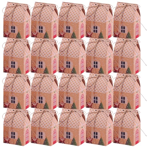 Lot de 20 Boite Cadeau Noel Kraft Calendrier De L'avent À Remplir Emballage Cadeau Noel Petite Boite Chocolat Vide Boite Cadeau Vide pour Bonbons Chocolat Biscuits Cadeaux (D)
