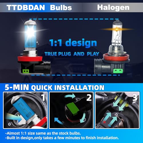 Image of Fog lights Fit For Dodge Ram 2019-2020 Halogen Headlight Bulbs,h11 Fog Lights Bright Lights Combo,Plug & Play,Pack of 2 (Dodge Ram 2019-2020 Halogen Fog Lights)