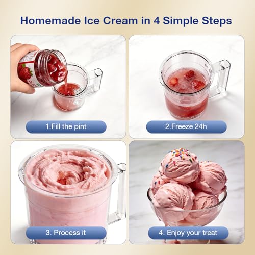 Image of H-Duka 10-in-1 Ice Cream Maker Machine, 800W Frozen Treat Maker for Silky Gelato, Sorbet&Slushies, One-Touch Mix-In & Re-Spin for Creamy Texture, Keto & Vegan, Includes 3 Pints & Recipe Guide, Black