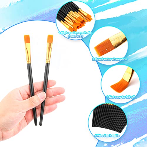 20Pcs Flat Paint Brushes 0.5 Inch Wide, Watercolor Acrylic Paint Brushes Bulk Synthetic Nylon Oil Painting Brushes For Artists Professional Amateurs Acrylic Painting Crafts Canvas (Black) #TOP3