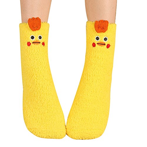 OVOV 1 Pair Women's Winter Warm Sleep Socks Coral Fleece Fuzzy Animal Patterns Cute Floor Socks
