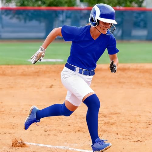 Image of XZQTIVE Baseball Socks and Belt Combo,Over the Knee Softball Socks and Belt,Knee High Football Socks for Kids Youth Adults