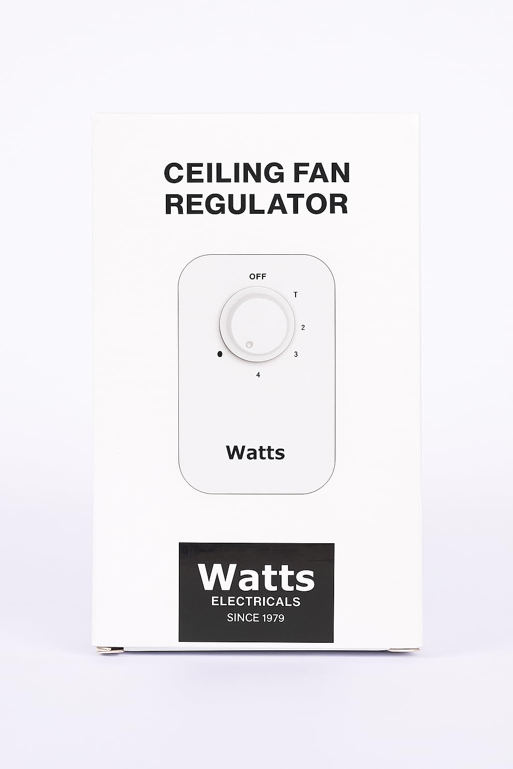 watts ceiling fan regulator – 5 step speed control | white wall-mounted rotary switch | 240v ac | durable plastic |