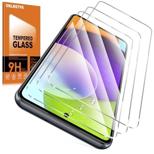 Oelrstfe 3 Piezas Protector Pantalla Para Samsung Galaxy A52s 5G/A52 4G/5G Cristal Templado Dureza 9H Antiarañazos Antihuellas Sin Burbujas Ultra HD Transparente Ultra Resistente Vidrio Película