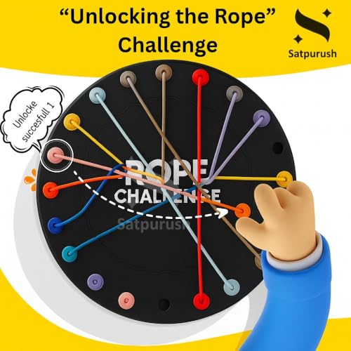 Image of Satpurush Educational Rope Challenge Toys - Indoor Games for Kids 7-14 Years - Engaging Board Games for Family - Gift for Both Boys & Girls Age 8-10 - Develops Motor Skills & Problem Solving