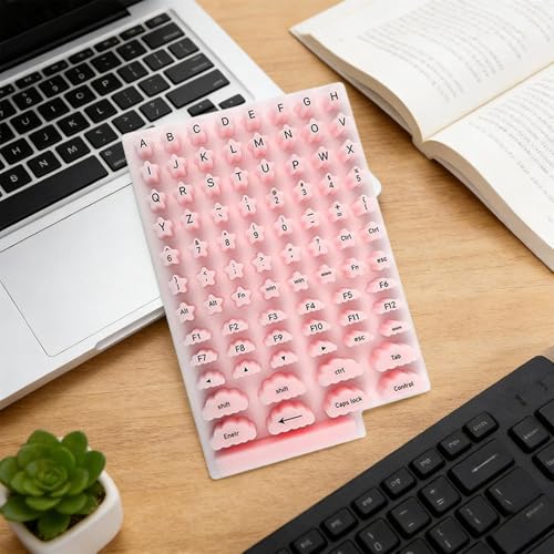 Calcomanías de teclado estéticas con letras de silicona para usar con uñas postizas largas 4