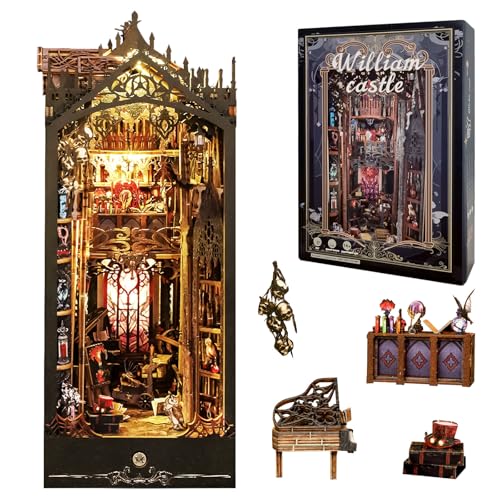 OurMiao Book Nook Kit William Castle, DIY Booknooks Kit for Adults Teens with Sensor Lights...