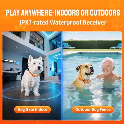 Image of 2 in 1 Wireless Dog Fence for 3 Dogs with Remote Training Collar,Adjustable 10-120ft Boundary Range,Beep Vibration & Static Shock Modes,IPX7 Waterproof for Yard & Home,1 Collar for Medium or Large Dog