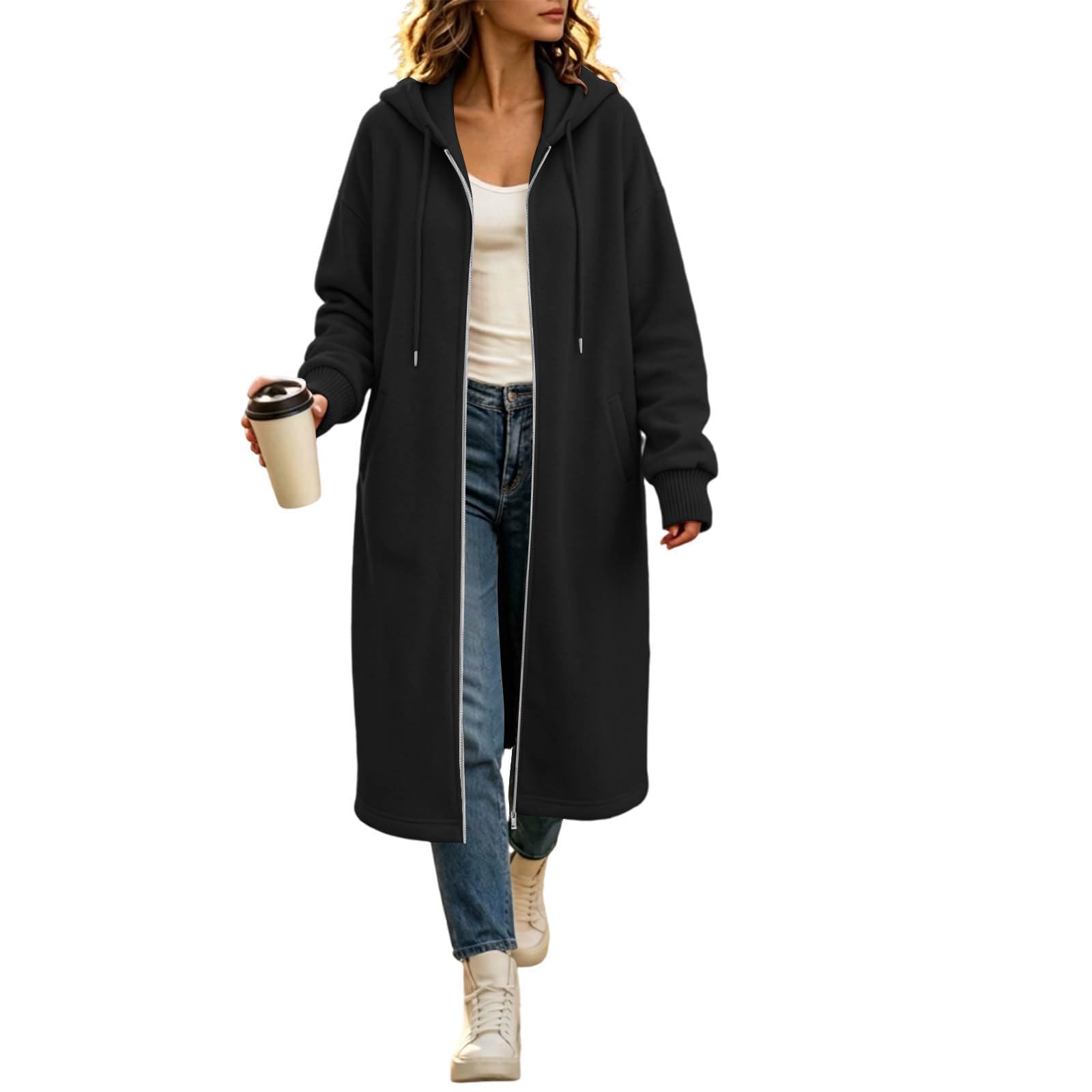 Generisch Jacke Damen Lang Mantel Mit Taschen Übergangsmantel Winddicht