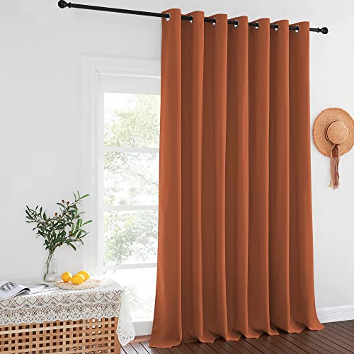NICETOWN Burnt Orange Sliding Glass Door Curtain - Grommet Extra Wide Window Treatment Thermal Insulated Room Darkening Drape Room Divider for Kids Ro