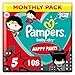 Pampers Couches-Culottes Taille 5 (12-17 kg), Baby-Dry, 108 Couches-Culottes Bébé, Pack 1 Mois, Édition Super-Héros, Maintien 360° pour Éviter les Fuites, Faciles à Changer