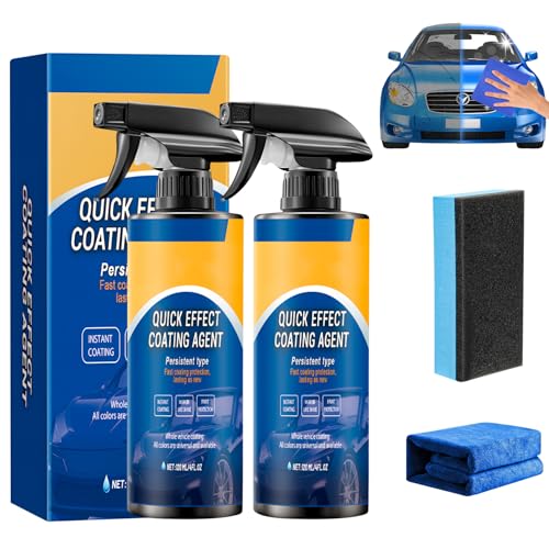 2Pcs Quick Effect Coating Agent, 3-In-1 Hoher Schutz Schnelles Auto-Beschichtung Spray, Kratzer Entferner Auto, Multifunktionales Beschichtungs- Erneuerungsspray, Autolackspray FüR Glanz Und Schutz