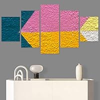 SIGNWIN 5 Panel Canvas Wall Art Abstract Colorful Geometric Hallway Minimalist Mixed Media Multicolor Patterns for Home Decorations Ready to Hang - 60