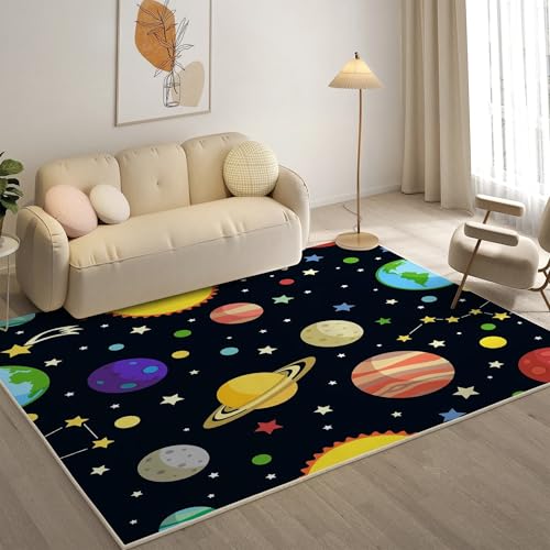 YZQGLHP Alfombra de área Planeta Alfombra Salon Estrella Antideslizante Lavable Alfombras Pelo Corto 80x150 cm, para Salón Dormitorio Oficina y Decoración del Hoga