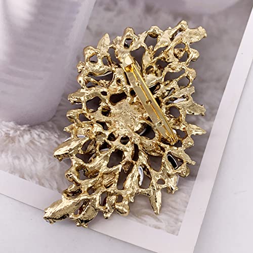 Image of SELOVO Big Large Leaf Brooches and Pins Scarf Decoration Gold Tone