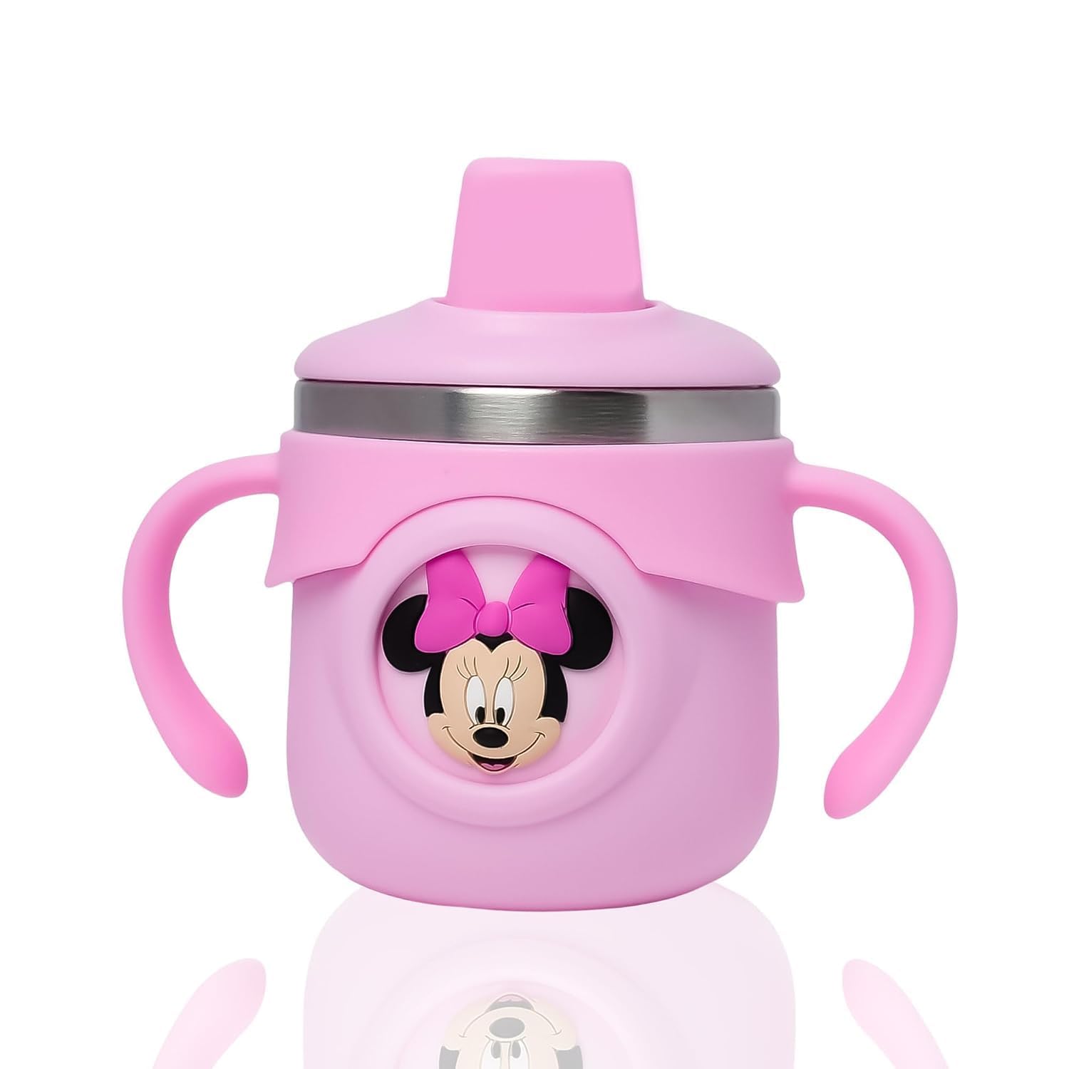 Stainless Steel Sipper Bottle with Straw 260ml (Pink) | Leakproof, For Kids & Toddler Training, Travelling Bottle, Sippy Cup-image-2