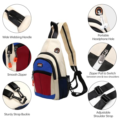 Morrales de senderismo bolsa crossbody para mujer beige miniatura 6