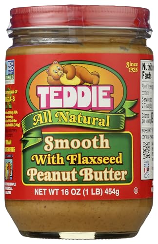 Teddie Smooth All Natural Peanut Butter with Flaxseed, 16 Ounce