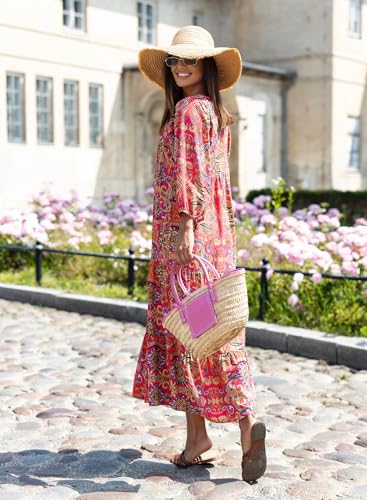 Image of miduo Womens Loose Fit Casual Summer V Neck Half Sleeve Bohemian Geometric Pattern Maxi Long Dresses