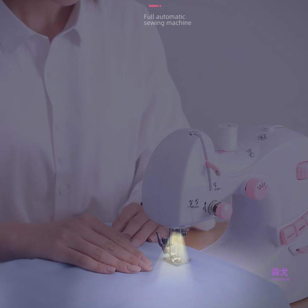 Máquina de coser portátil, con función de punta de gancho Mini herramienta de costura eléctrica con pedal y mesa de extensión para uso doméstico Máquina de reparación de luz incorporada