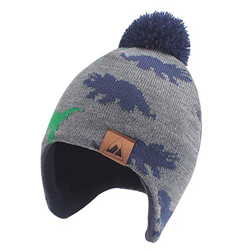 Iridescentlife Baby Hat for Boys Winter Toddler Girl Earflap Beanie Warm Infant Thick Knit Caps for Kids (A-Green Dinosaur, S(1-6 Months))