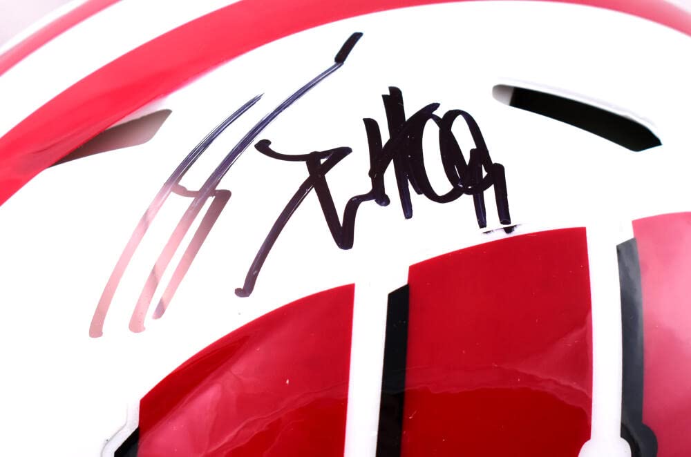 JJ Watt Autographed Wisconsin F/S Speed Authentic Helmet-Beckett W Hologram Black