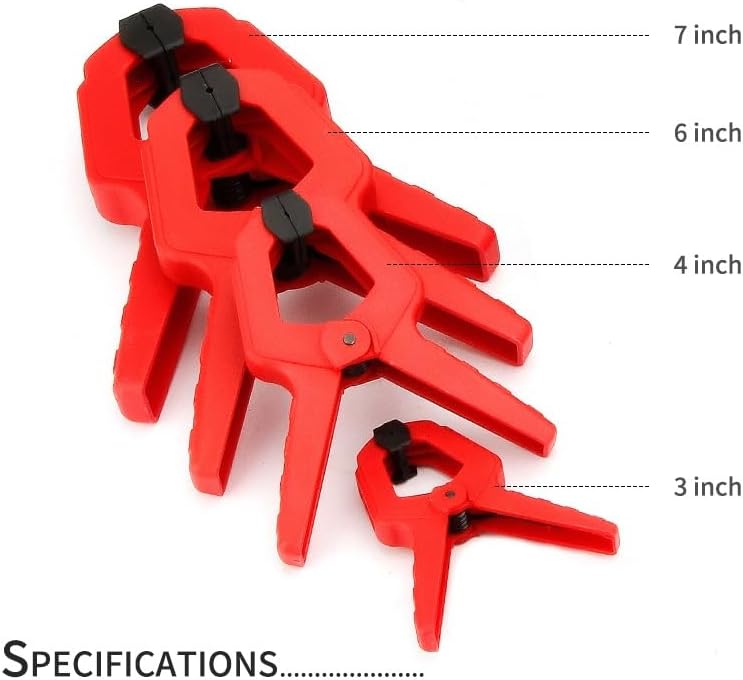 Woodworking Spring Clamp A-shape Engineering Grade Plastic Wood Clips Hardware Woodworking DIY Nylon Clamps Tools 2/3/4/6/7Inch(Total 4 pcs)