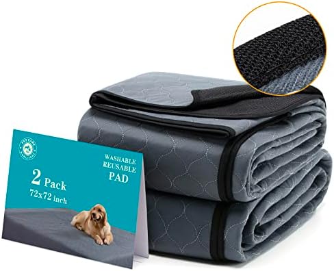 Bunlitent Washable Pee Pads for Dogs 72X72, 2 Pack, Highly Absorbent Reusable Puppy Pads, Dog Training Pads with Quick Dry, Large Anti-Slip Dog Pee Pads, Whelping Pads, Potty Pad