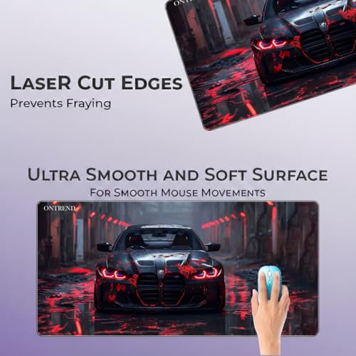 Image of ON TREND Extended Gaming Mouse Pad, Large Desk Mat with Non-Slip Rubber Base, Smooth Control Surface, 23 x 11 Inch (Car)