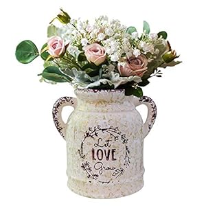 Farmhouse vase ceramic jug shabby chic flower vase french buckets with ceramic country handle jug vase porcelain pitcher primitive jug vintage rustic container parties festivals decor gifts  urban country home decor