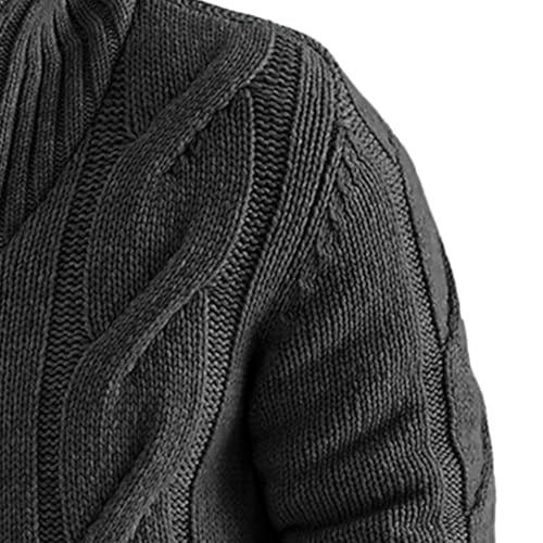 Men's High Neck Long Sleeve Sweater Cable Knit Full Zip Sweater Cardigan Heavy Weight Casual Sweaters3