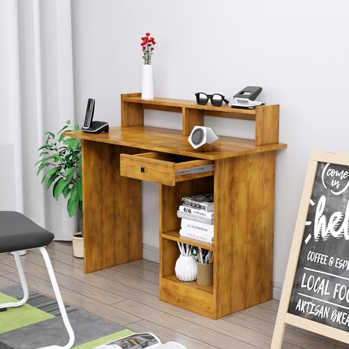 Image of Bniture Wooden Study Table for Home | Engineered Wood Study Table with Book Shelf | Multi Purpose Computer Desk for Study & Writing | Laptop Table for Home with Drawers & Storage Shelf | Giant Wood