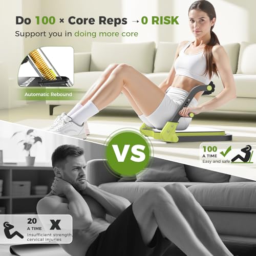 Image of Ab Machine,Sit Up Exercise Equipment& Core Machine,Adjustable Ab Trainer with 3 Resistance Levels and Removable Auxiliary Handle,perfect for home workouts and those looking to lose weight