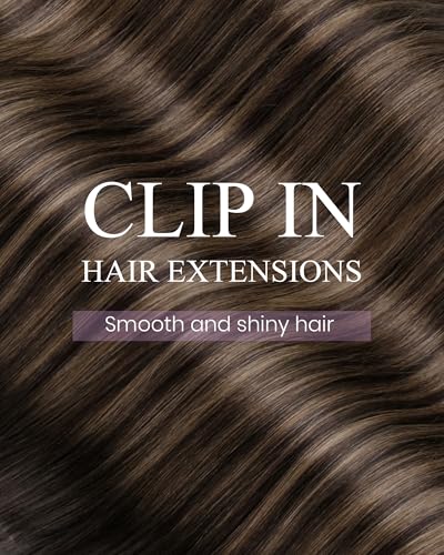 Image of LaaVoo Clip in Hair Extensions Balayage,Heat Stylable Color Stable | Dark Brown Balayage Chestnut Brown, 14 Inch 120g 7Pcs, Silky Texture