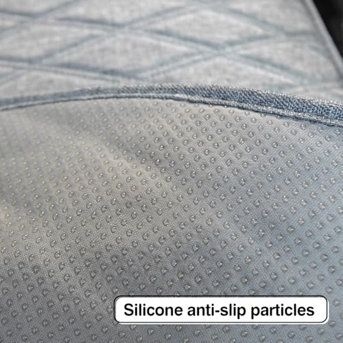 Image of Leader Accessories Faux Linen Rear Bench Seat Cover, Size M, Grey | Breathable Back Seat Protector With Non-Slip Bottom, Diamond Stitched Bench Seat Cushion for Vehicles Cars Van SUV Truck