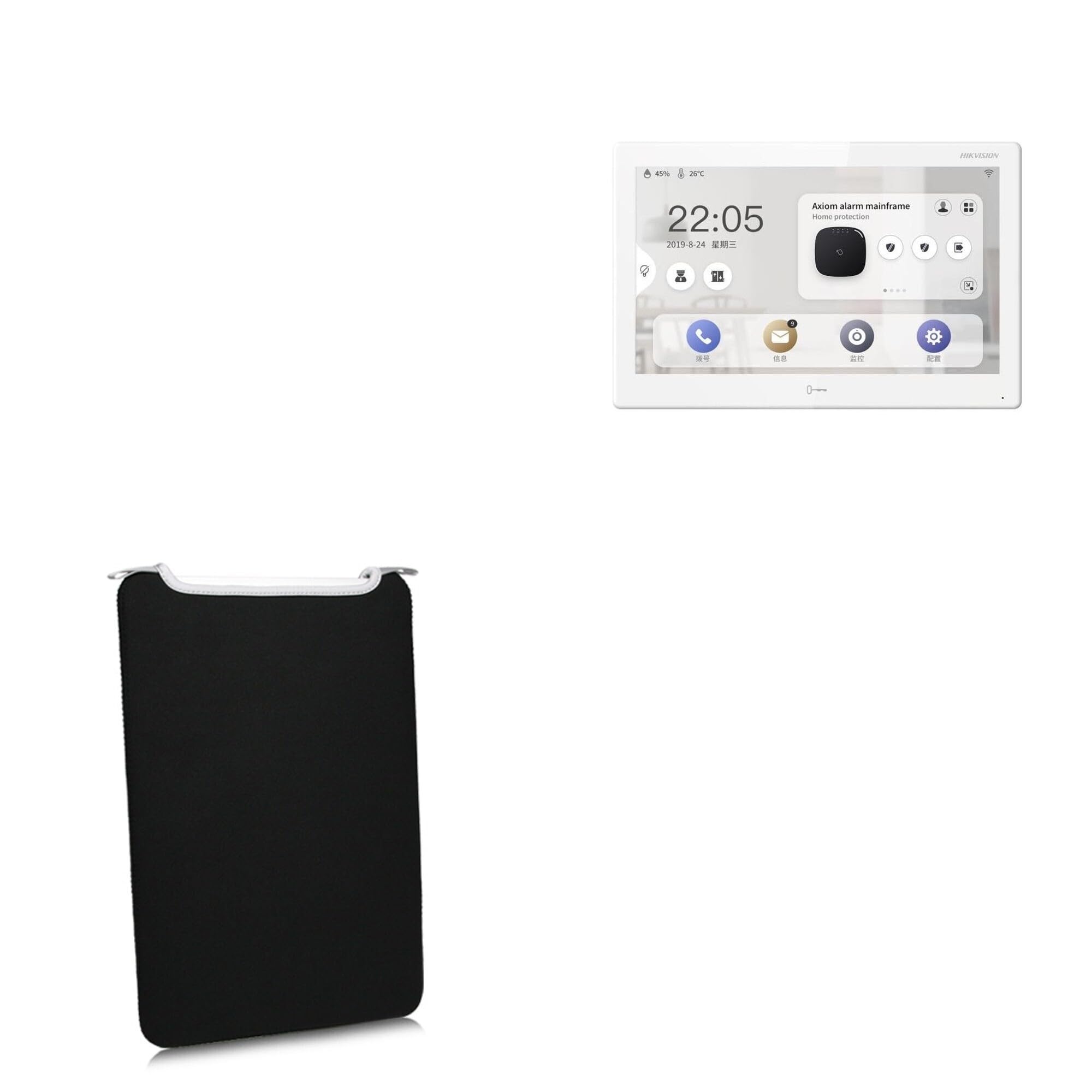 BoxWave Case Compatible with Hikvision DS-KH9510-WTE1 (10.1 in) - SlipSuit, Soft Slim Neoprene Pouch Protective Case Cover - Jet Black